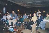 Maikki New Yorkissa mediaseminaarissa, Media & Democracy Congress II, vuonna 1997.