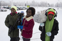 Dokumenttia tehdessä täytyy uskaltautua myös ulos pakkaseen, Hirsikampus, Pudasjärvi 2016