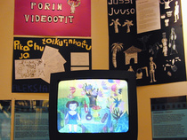 Animaationäyttely Porin kirjastossa 2002.